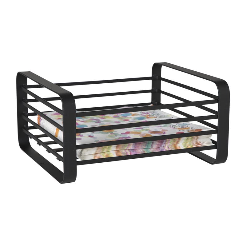 Servettenhouder metaal - zwart - 18x16x10 cm