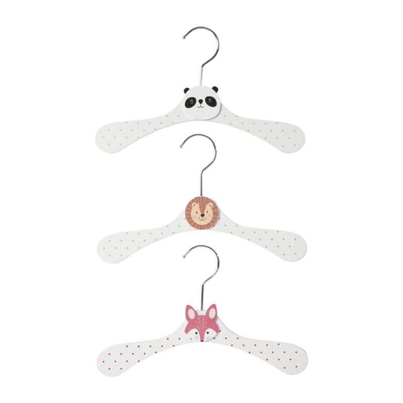 Kinder kledinghanger dieren - wit - set van 3