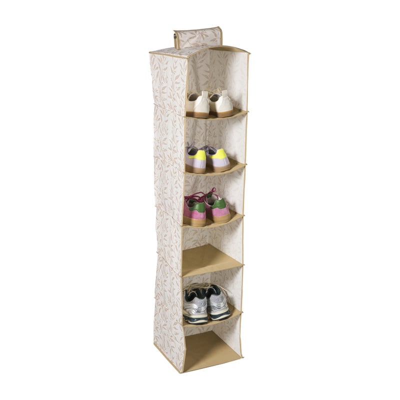 Hang organiser leafs met 6 vakken - bruin/beige - 125x30x30 cm