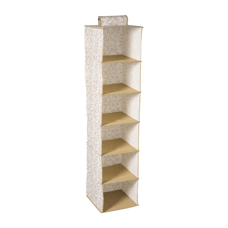 Hang organiser leafs met 6 vakken - bruin/beige - 125x30x30 cm