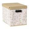 Opbergdoos met deksel leafs - bruin/beige - 30x24x22 cm