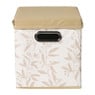 Opbergdoos met deksel leafs - bruin/beige - 30x24x22 cm