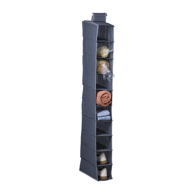 Hang organiser met 10 vakken - grijs - 154x34x6 cm