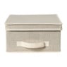 Opbergbox linnen look met deksel - beige -16x30x30 cm