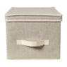 Opbergbox linnen look met deksel - beige - 40x30x30 cm