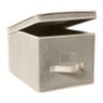 Opbergbox linnen look met deksel - beige - 40x30x30 cm