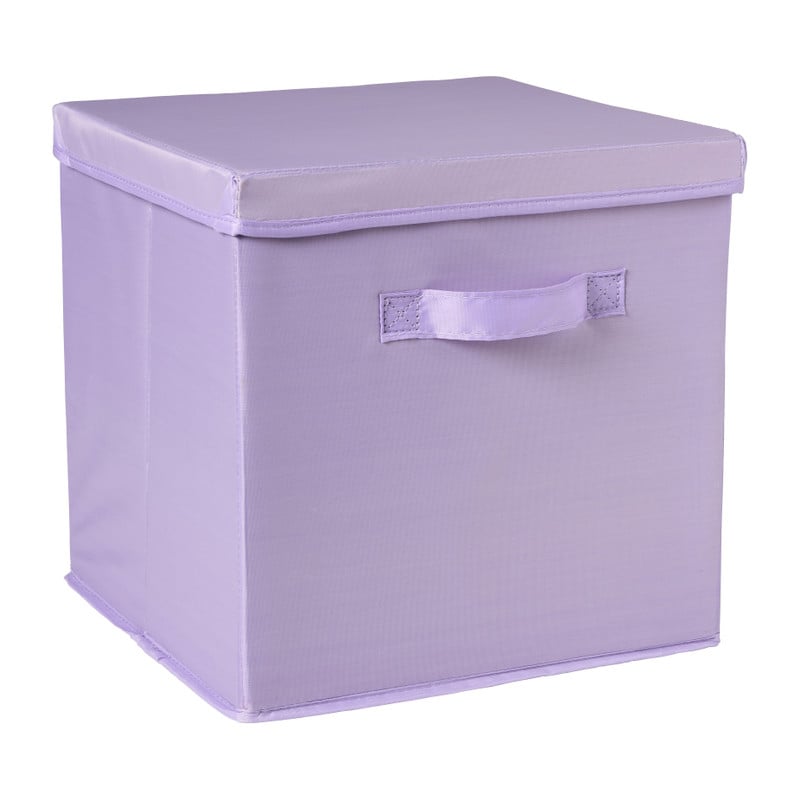 Opbergdoos met deksel - paars - 35x30x15 cm 