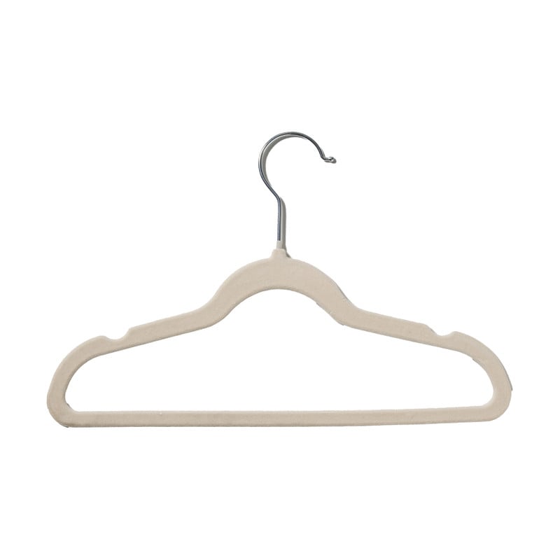Kledinghangers velvet klein - beige - set van 6