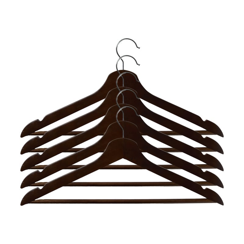Kledinghangers hout - bruin - set van 5