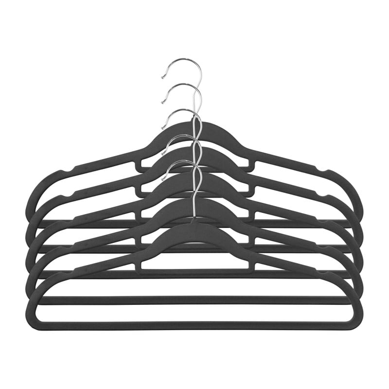 Kledinghanger vilt - zwart - set van 5
