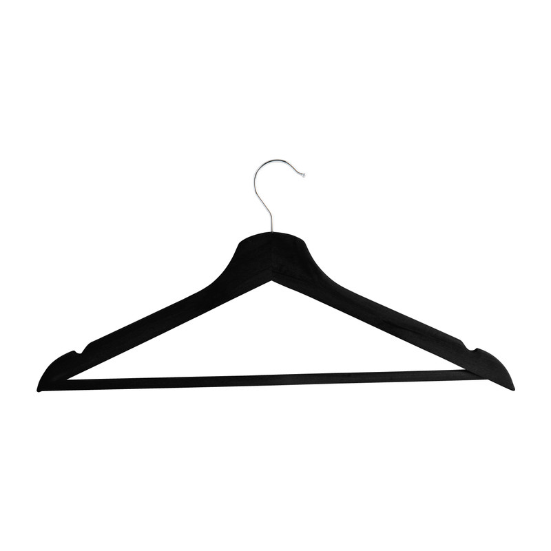 Houten kledinghanger - mat zwart - set van 5