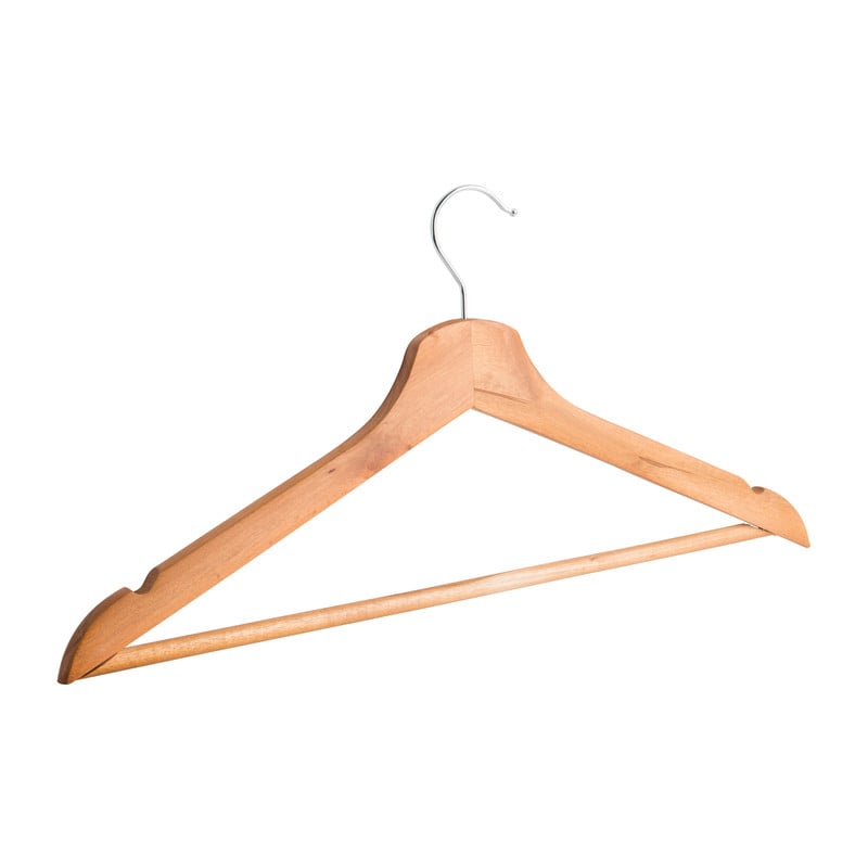 Houten kledinghanger - bruin - set van 5