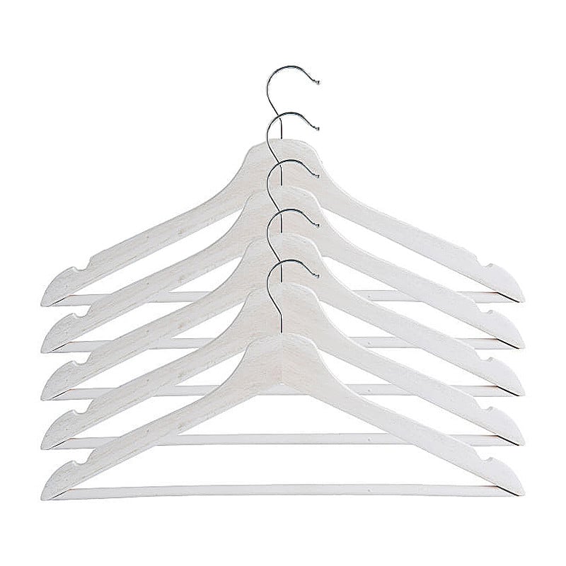Houten kledinghangers - wit - set van 5