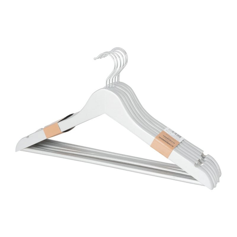 Houten kledinghangers - zilver - set van 6