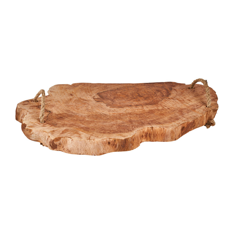 Borrelplank  met touw - klengkeng hout - 37x33x3 cm