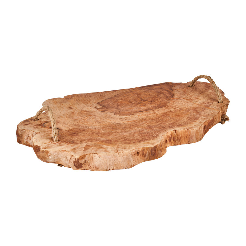 Borrelplank  met touw - klengkeng hout - 37x33x3 cm