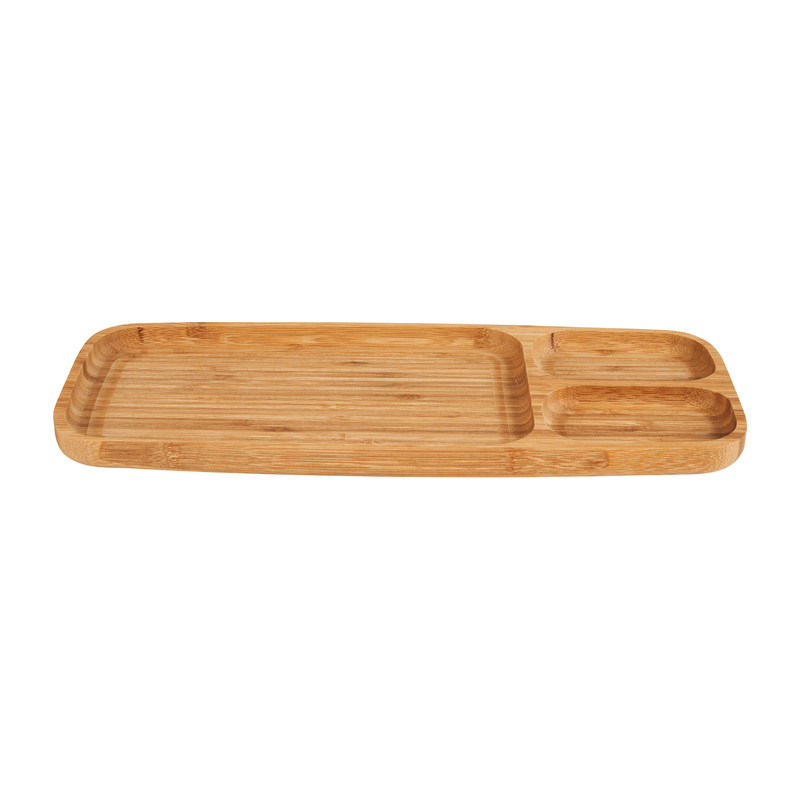 Serveerschaal bamboe - 3 vakken - 38x15.5 cm 