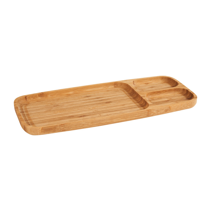 Serveerschaal bamboe - 3 vakken - 38x15.5 cm 