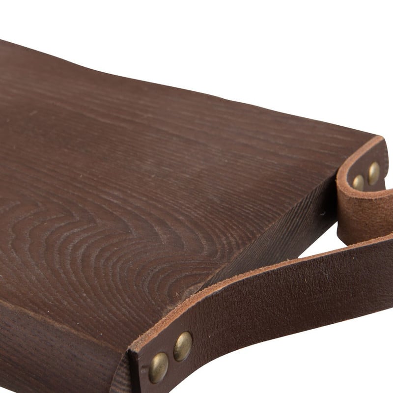 Plank met lederlook greep - hout - 18x28 cm
