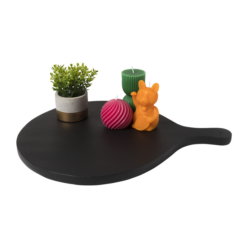 Borrelplank rond - zwart - 40x50x2 cm