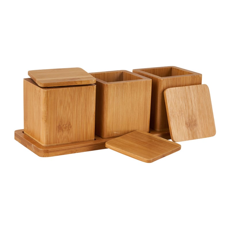 Voorraaddoosjes bamboe - 3 doosjes