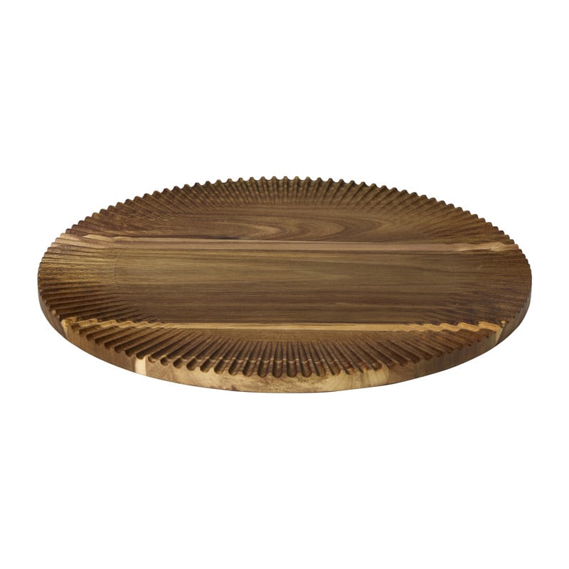 Borrelplank met streepjes - bruin - ø46x1.8 cm