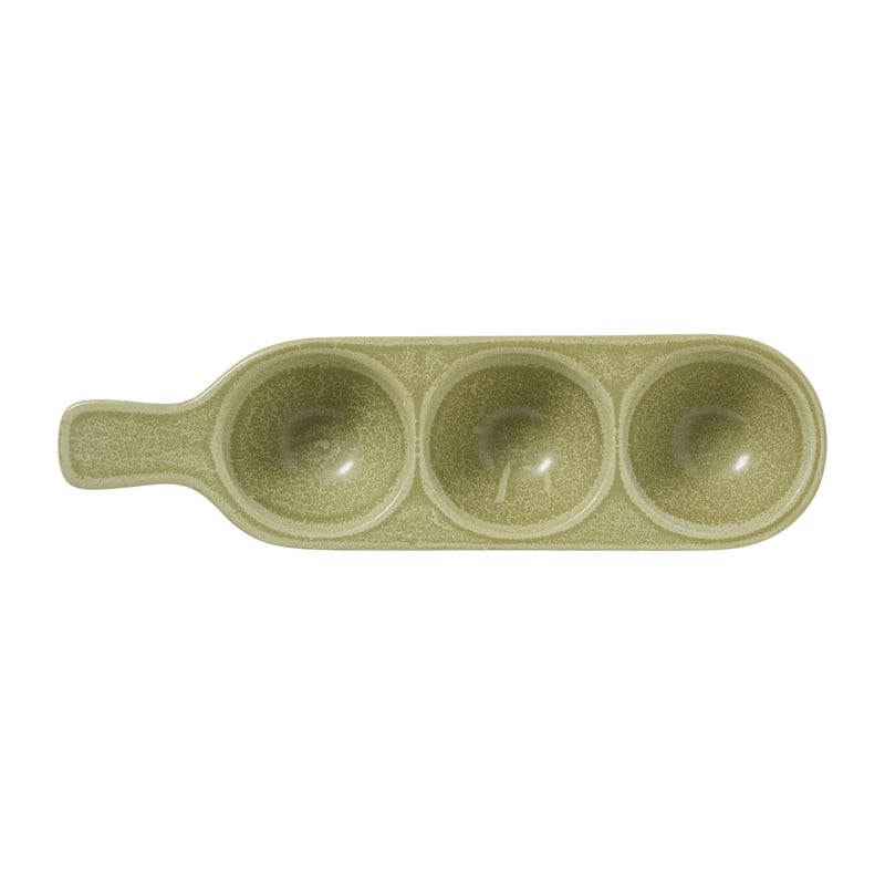 Borrelplateau met 3 vakken - groen - 3.3x26x7.5 cm