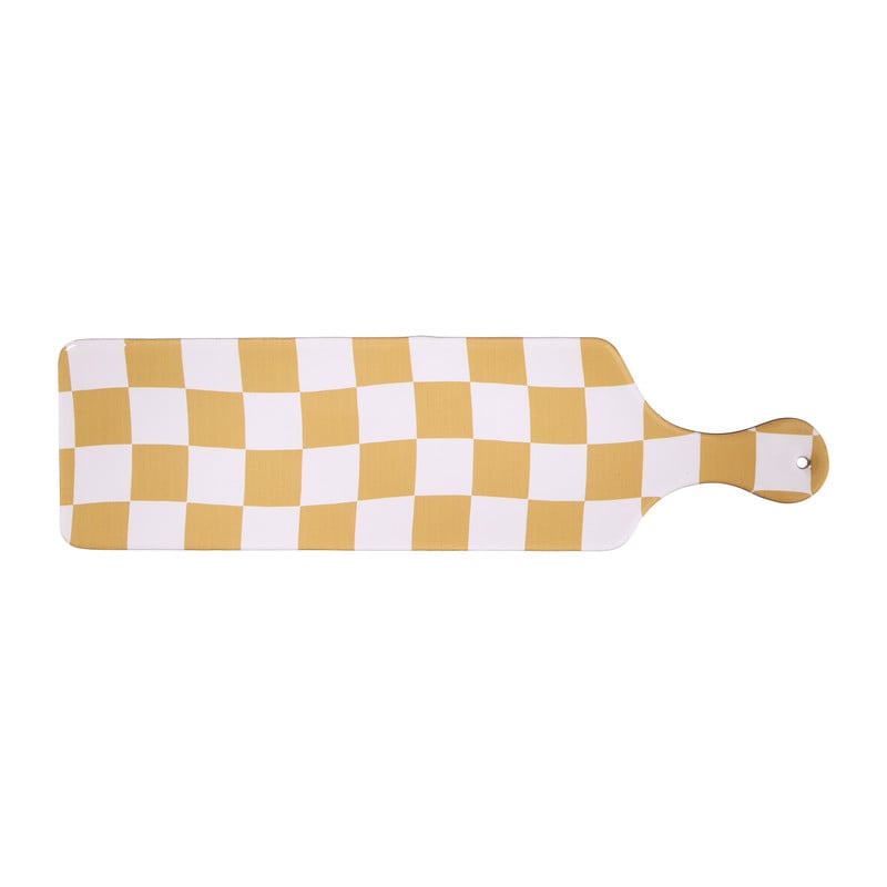 Serveerplank geblokt - bruin - 43x12 cm