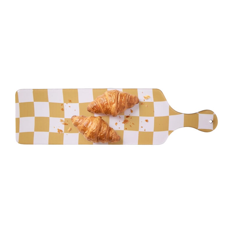 Serveerplank geblokt - bruin - 43x12 cm