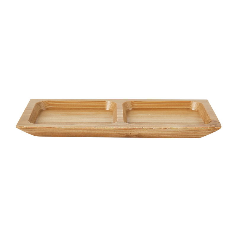 Mini schaaltje bamboe - 2 vakken - 12x6 cm 