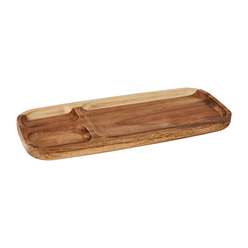 3-vaks acacia tray - 32.5x13.5 cm