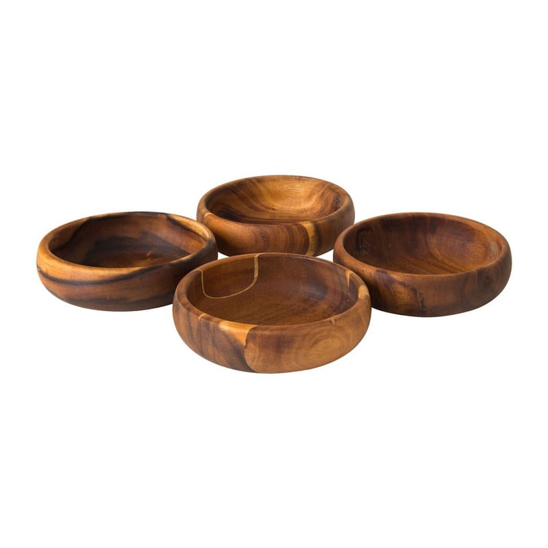 Schaaltjes acacia - 12 cm - set van 4 
