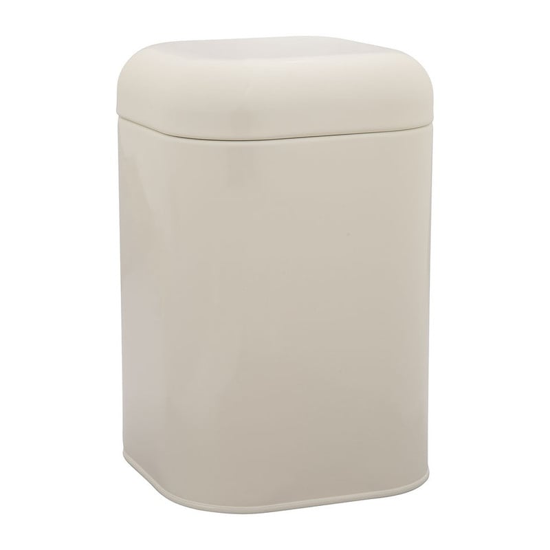 Blik retro vierkant - crème - 11,5x11,5x18 cm