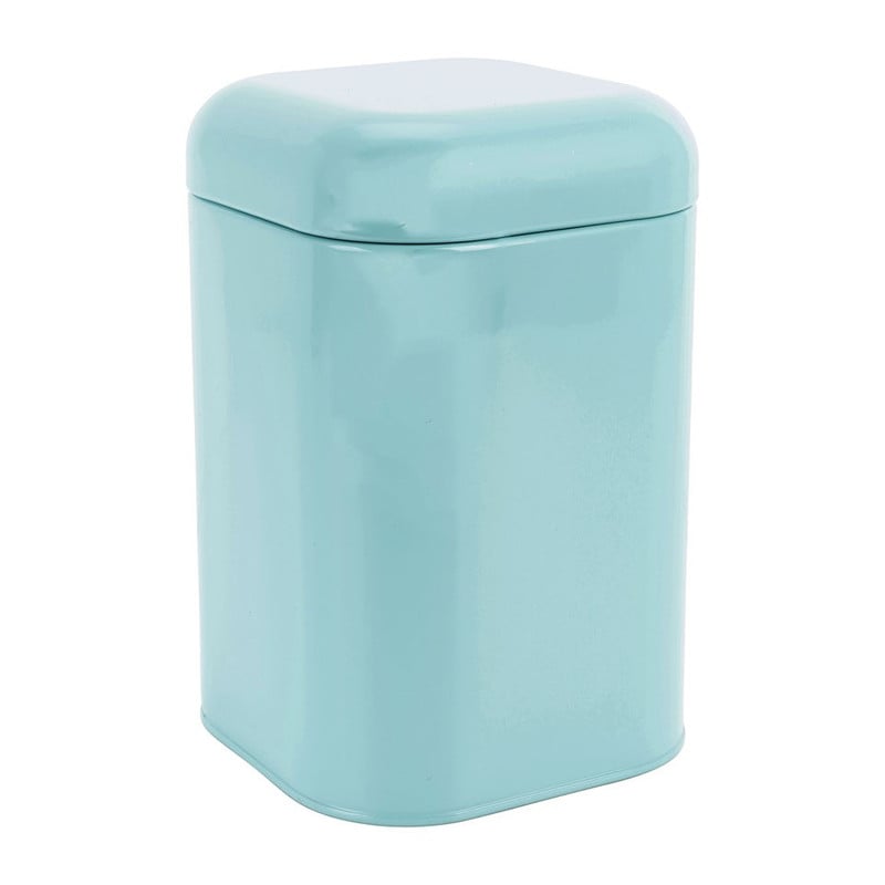 Blik retro vierkant - blauw - 11,5x11,5x18 cm