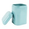 Blik retro vierkant - blauw - 11,5x11,5x18 cm