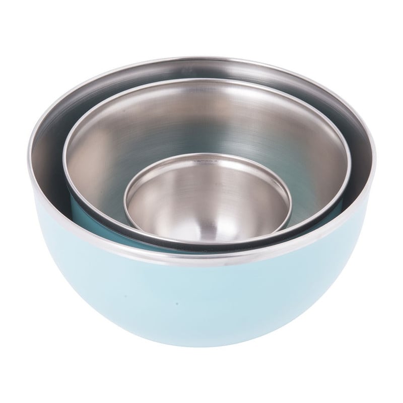 Schalen retro - blauw - set van 3