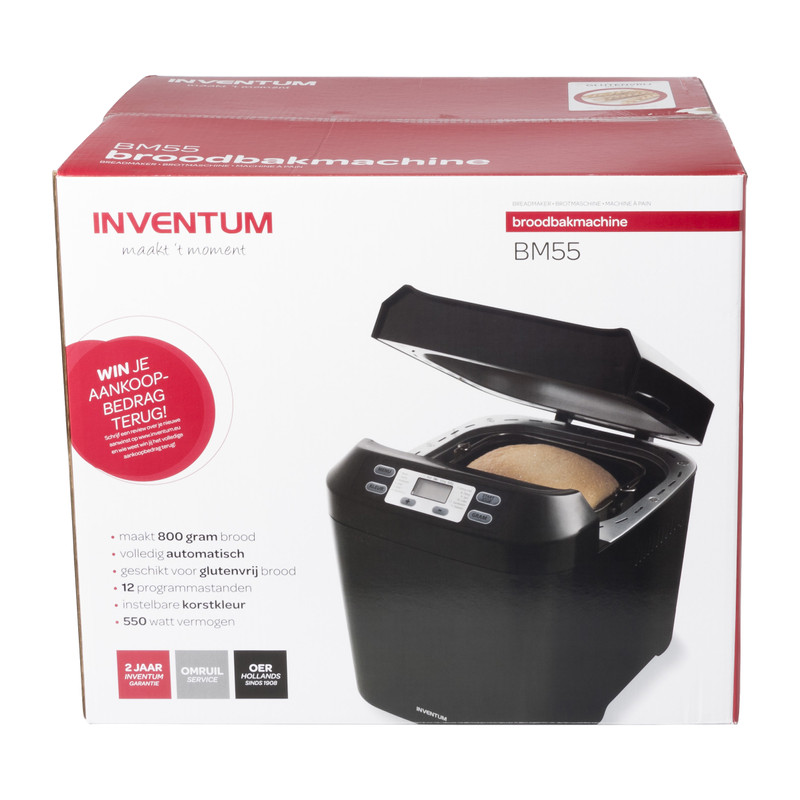 Inventum broodbakmachine - zwart - 29x27x33 cm
