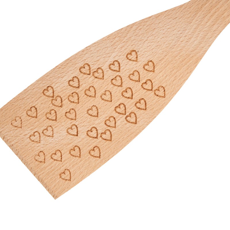 Houten spatel met hartjes design - 30 cm 