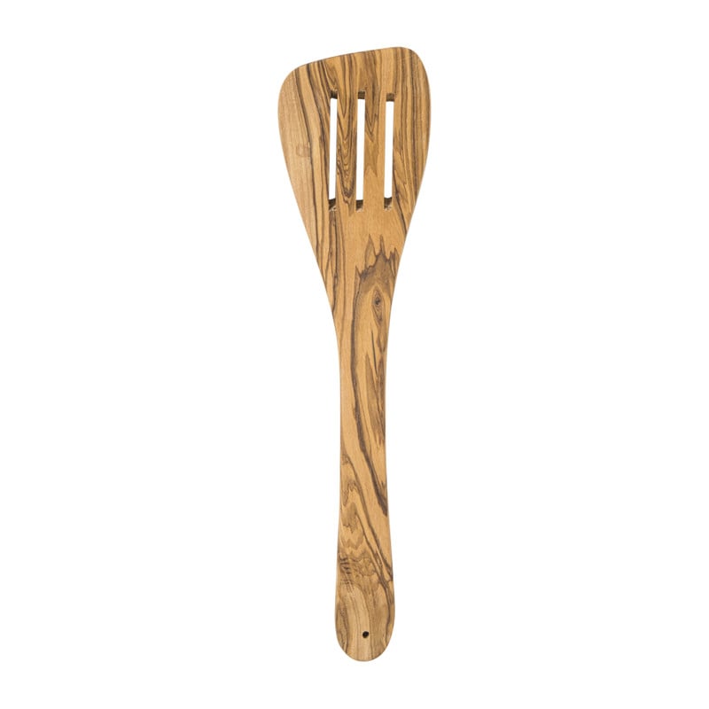 Spatel met gleuven olijfhout - bruin - 30 cm