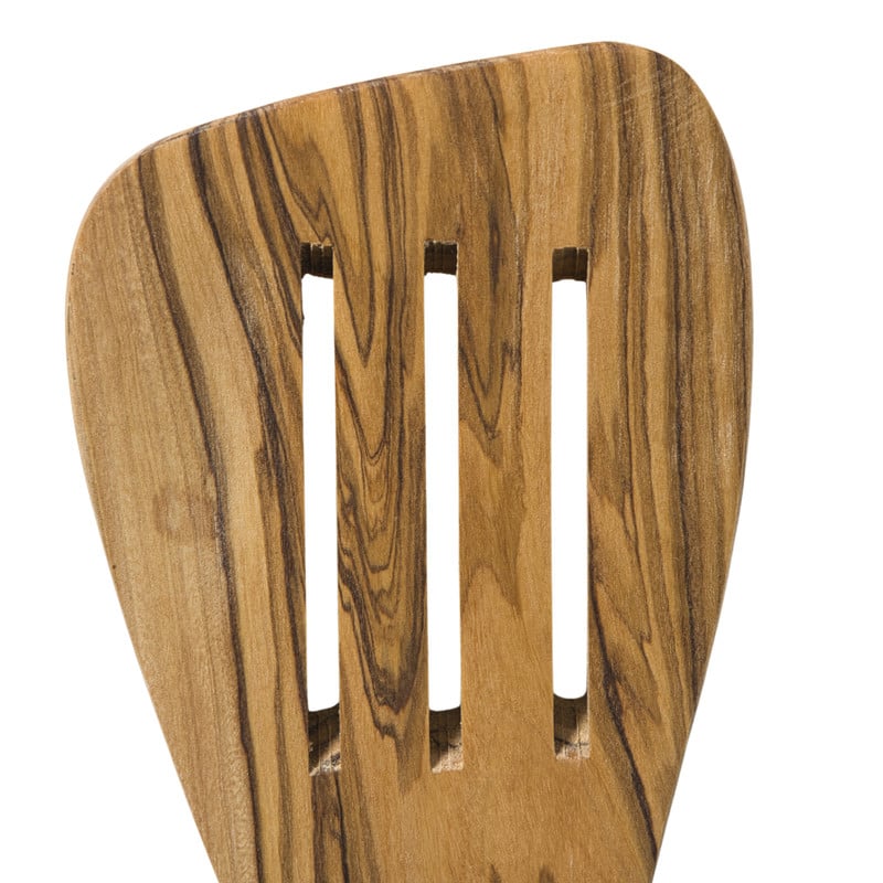 Spatel met gleuven olijfhout - bruin - 30 cm