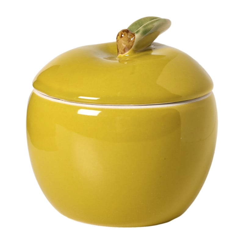 Opbergpot appel met deksel - groen - 8.8x8.2x8 cm