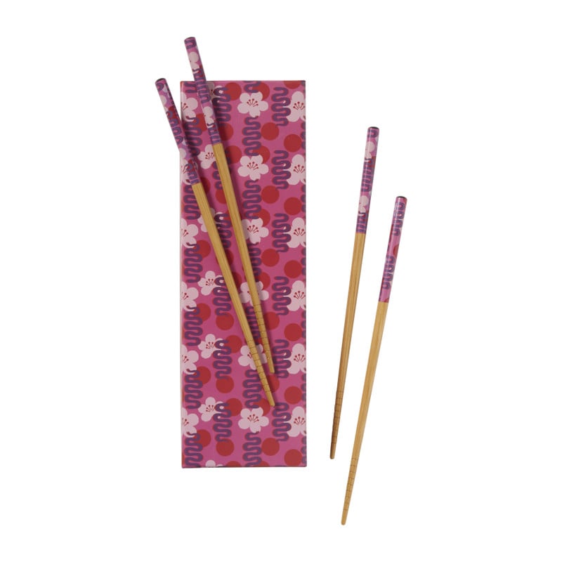 Eetstokjes set met kathouder - set van 4