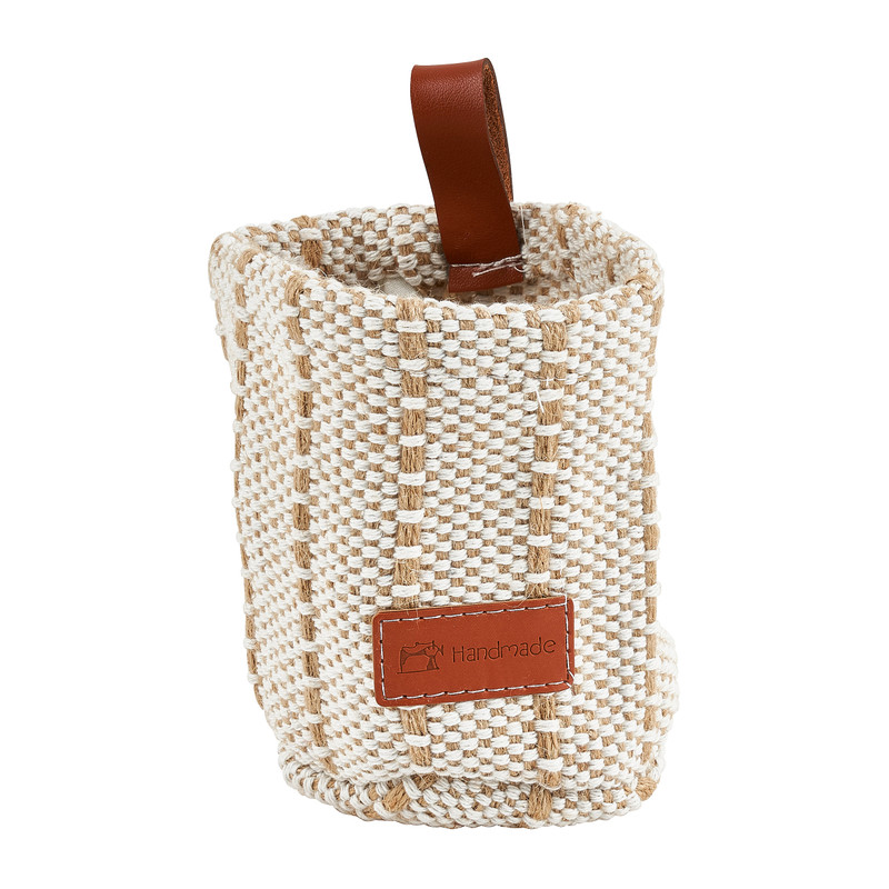 Opbergmand met lus - wit/beige - ø10x11 cm 
