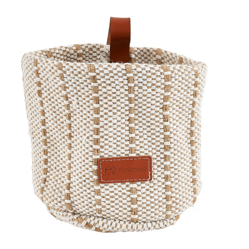 Opbergmand met lus - wit/beige - ø13x13 cm 