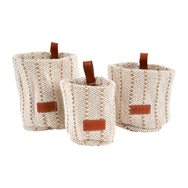 Opbergmand met lus - wit/beige - ø15x15 cm 