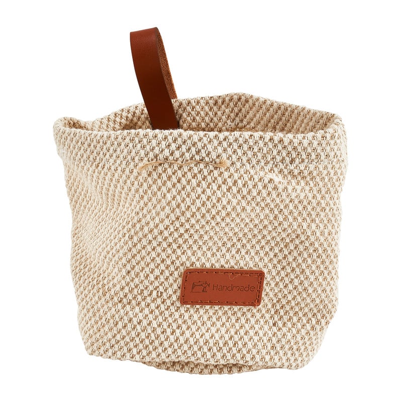 Opbergmand met lus - lichtbeige - ø13x13 cm 
