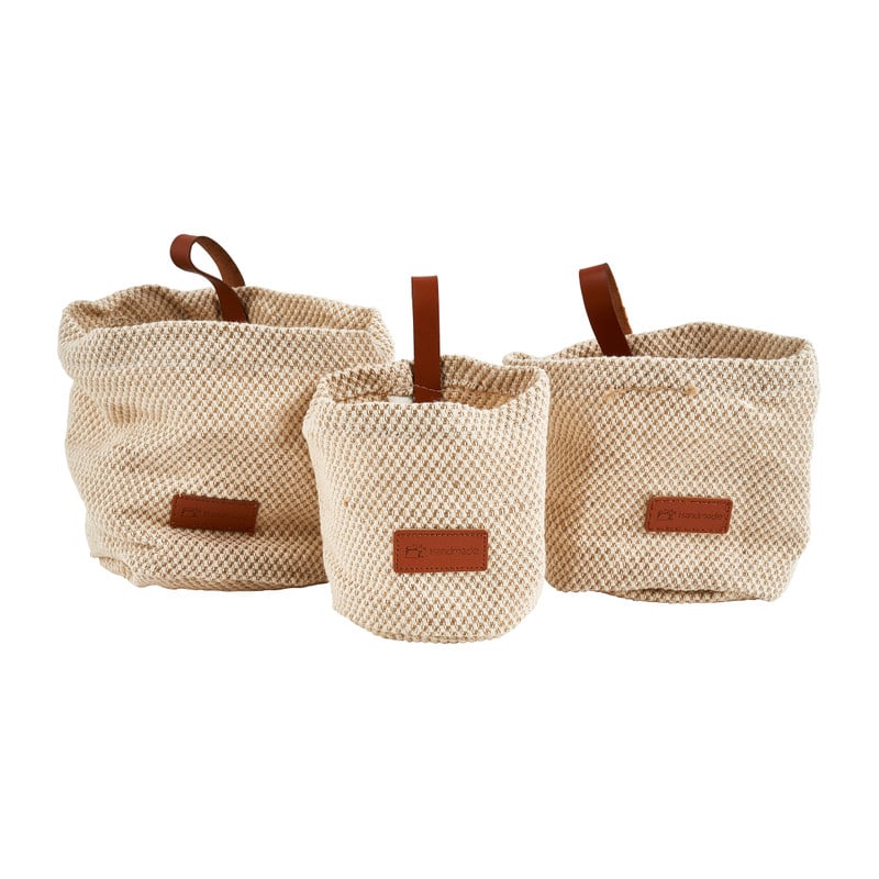 Opbergmand met lus - lichtbeige - ø13x13 cm 