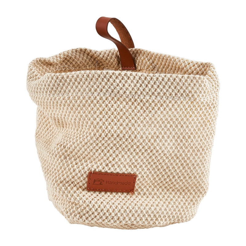 Opbergmand met lus - lichtbeige - ø15x15 cm 