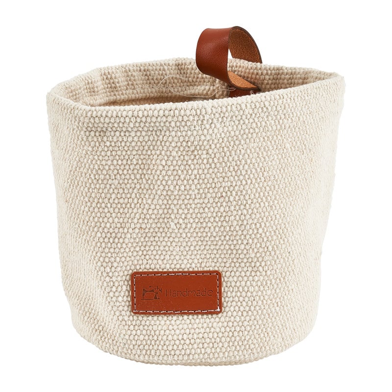 Opbergmand met lus - donkerbeige - ø13x13 cm 
