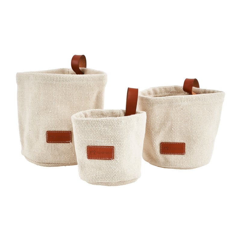 Opbergmand met lus - donkerbeige - ø13x13 cm 